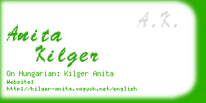 anita kilger business card